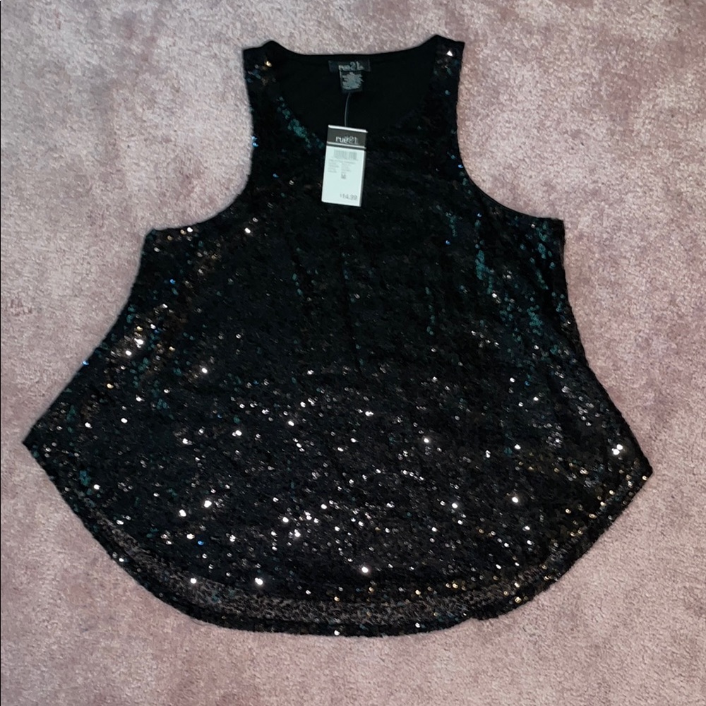 Rue21 Black Sequin Tank Top